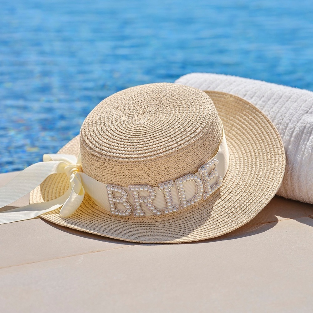 Ginger Ray Bride Embellished Straw Hat
